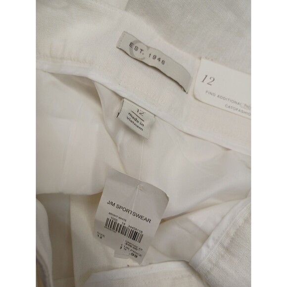 C EST 1946 Ankle Pants Linen Blend Women's Sz 12 White Classic - Picture 5 of 13